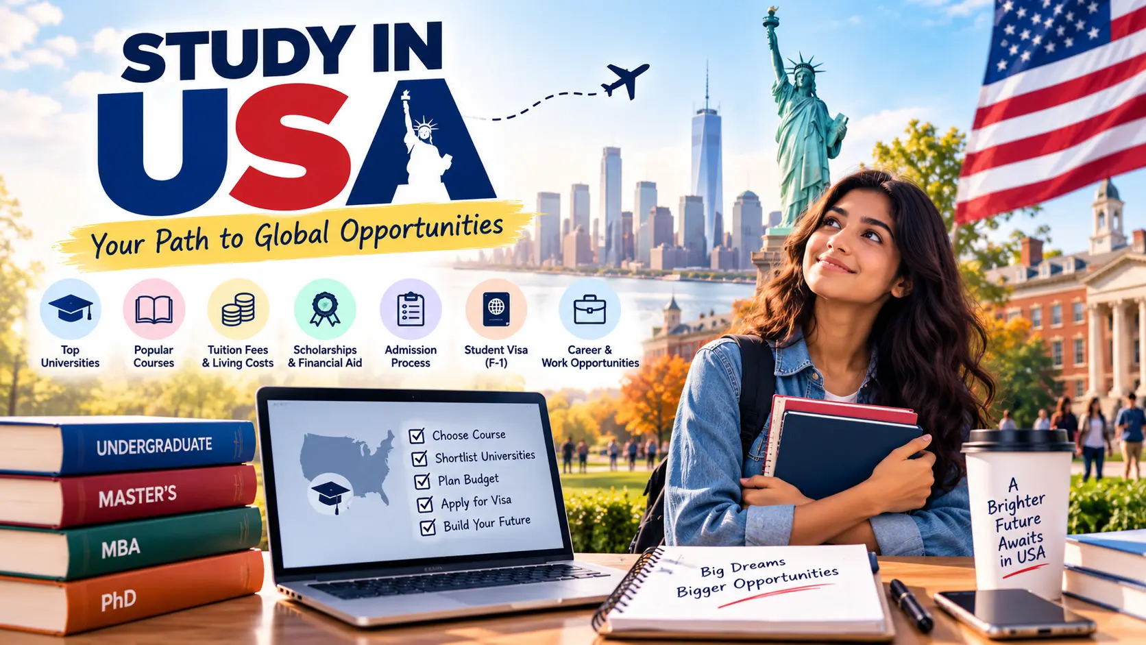 Study in USA 2026: Universities, Courses, Costs, Scholarships and Visa Guide for Indian Students